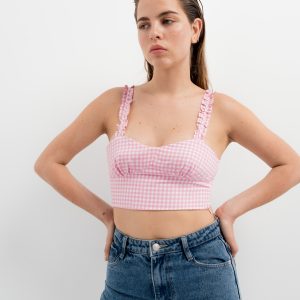 top cropped cuadro vichy-rosa-m