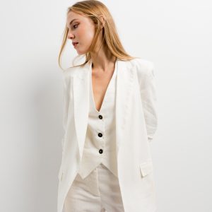 Blazer detalle Frunce Con Lino